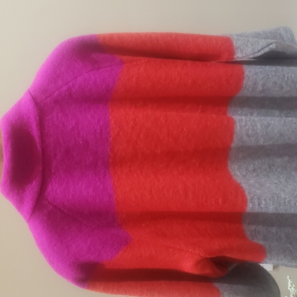 NWOT Max Studio wool blend gray pink red coat long jacket 1X - Picture 9 of 14